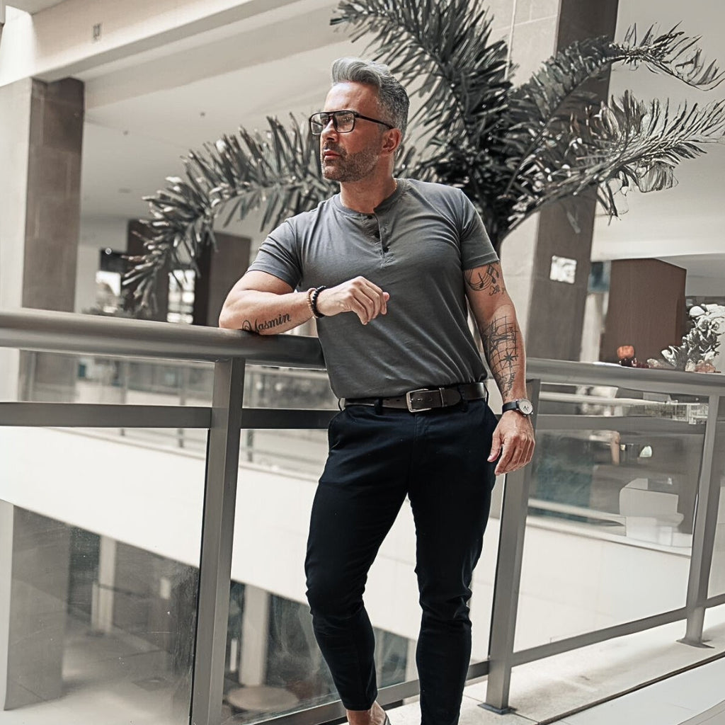 Henley cinza SIGMAN ® Algodão Egípcio